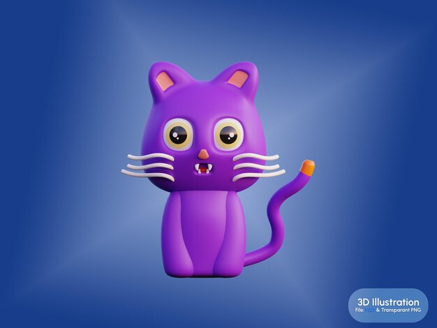 PSD le rendering 3d du chat d'halloween