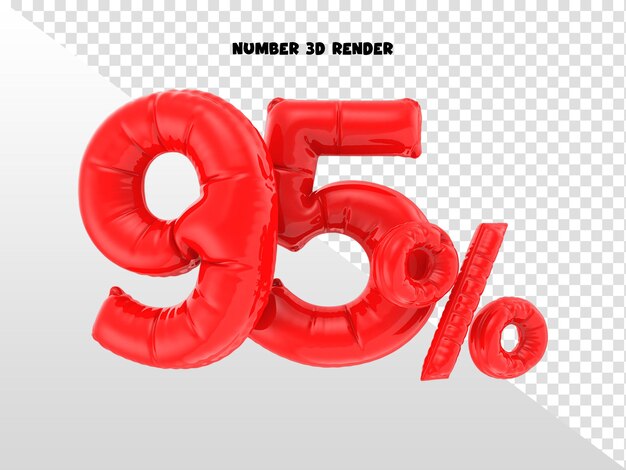 Rendering en 3D du nombre rouge à 95 %