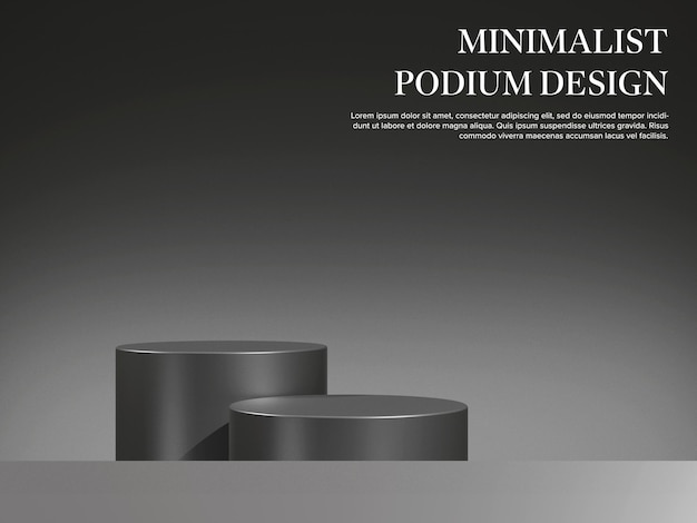 Rendering 3D du podium du piédestal avec un fond sombre vitrine de produits de beauté et de cosmétiques