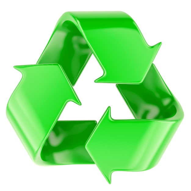 Rendering 3D du symbole de recyclage isolé sur un fond transparent