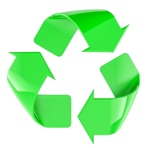 Rendering 3D du symbole de recyclage isolé sur un fond transparent