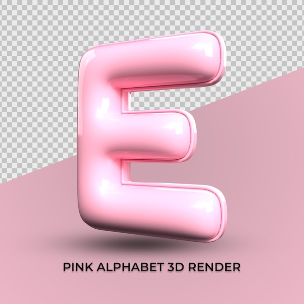 Rendering 3D E alfabeto plastica rosa carino