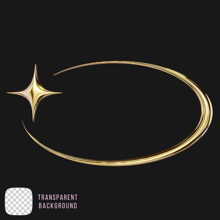 PSD rendering 3d del emblema de la estrella dorada de y2k en un fondo transparente