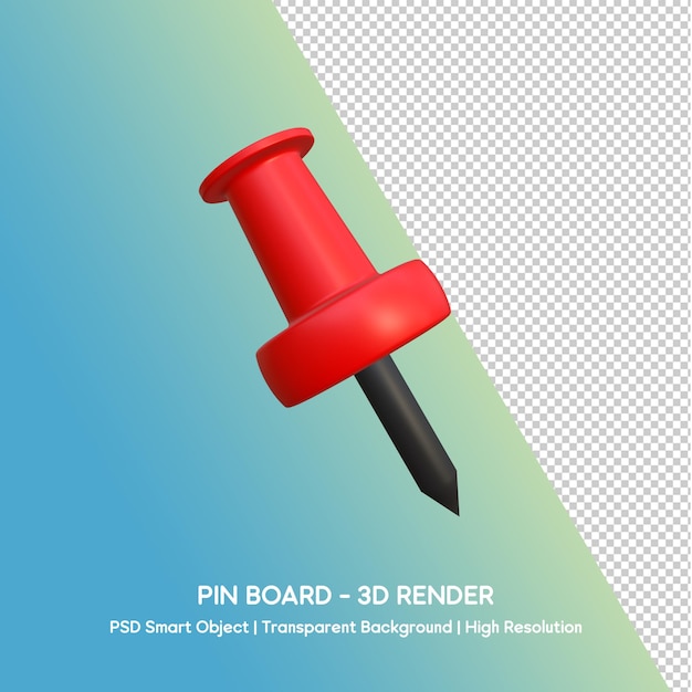 Rendering 3D d'une épingle de poussée rouge
