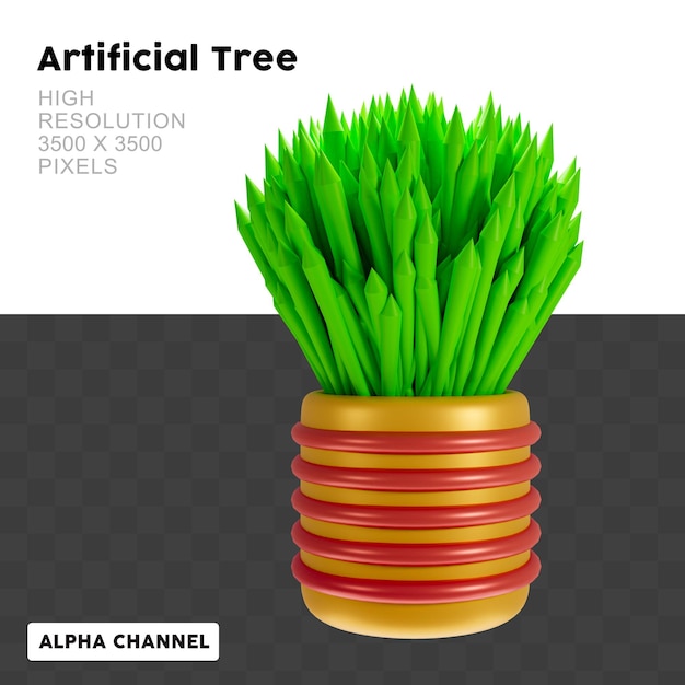 Rendering 3D Erba in vaso