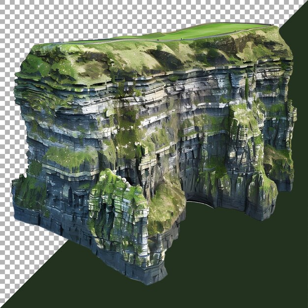 PSD rendering 3d d'une falaise de pierre sur un fond transparent généré par ai