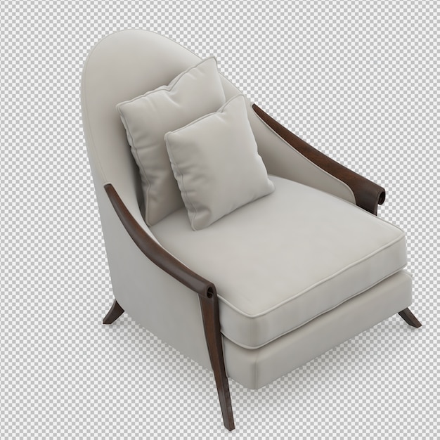 Rendering 3D d'un fauteuil isométrique