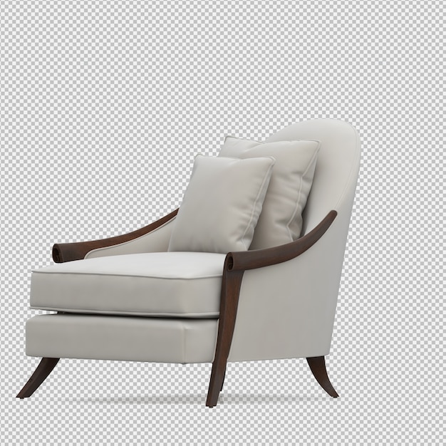 Rendering 3D d'un fauteuil isométrique