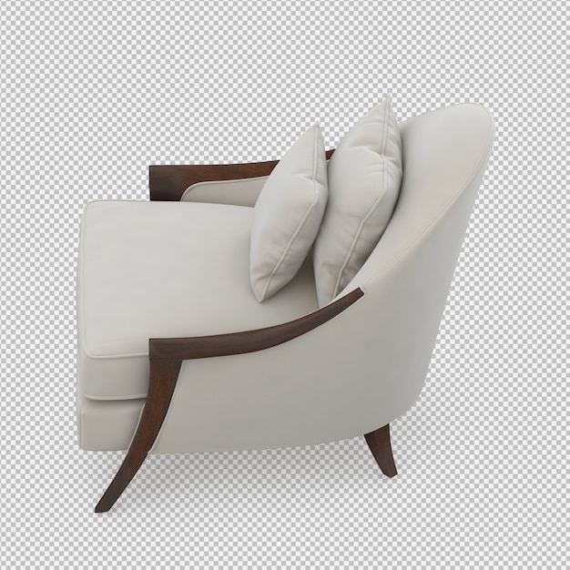 Rendering 3D d'un fauteuil isométrique