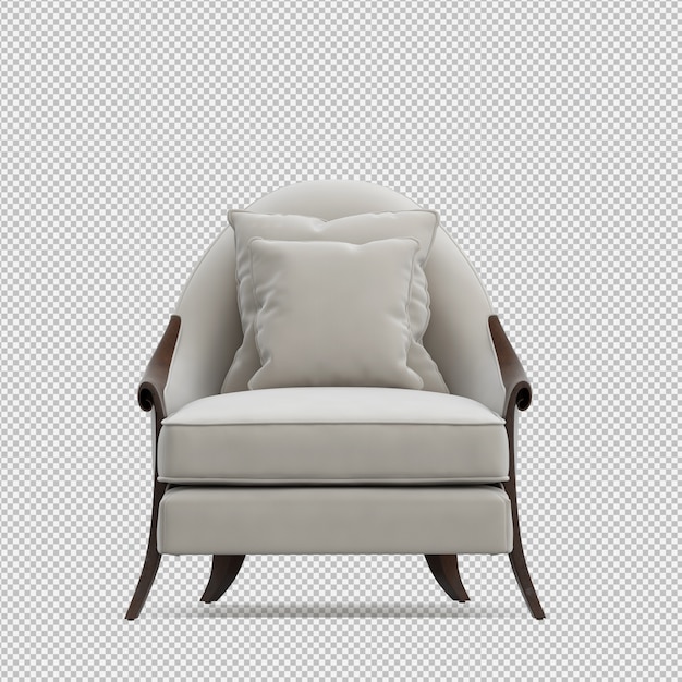 Rendering 3D d'un fauteuil isométrique