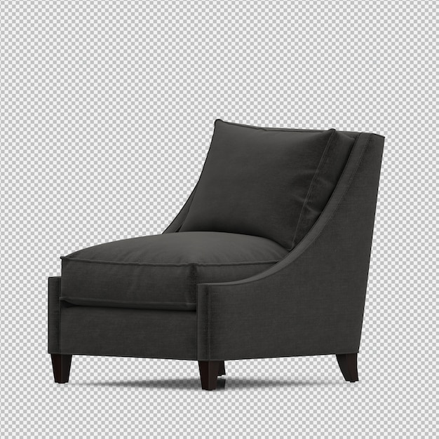 Rendering 3D d'un fauteuil isométrique