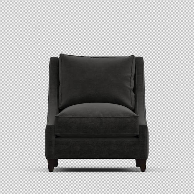 Rendering 3D d'un fauteuil isométrique