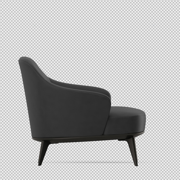Rendering 3D d'un fauteuil isométrique