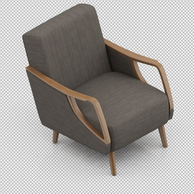 Rendering 3D d'un fauteuil isométrique