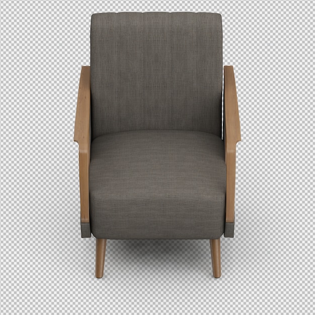 Rendering 3D d'un fauteuil isométrique