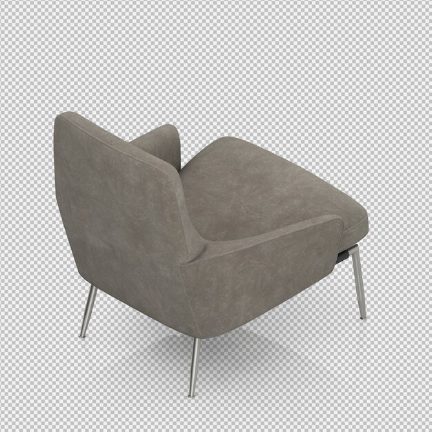 Rendering 3D d'un fauteuil isométrique