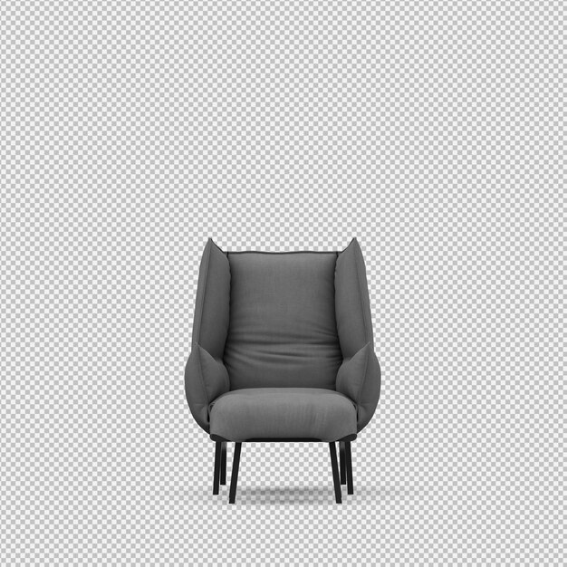 Rendering 3D d'un fauteuil isométrique