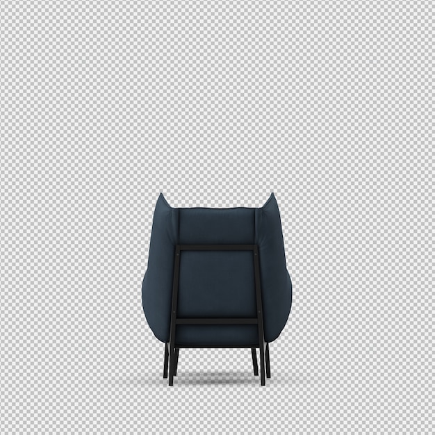 Rendering 3D d'un fauteuil isométrique