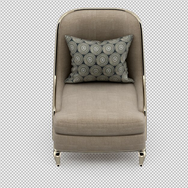 Rendering 3D d'un fauteuil isométrique