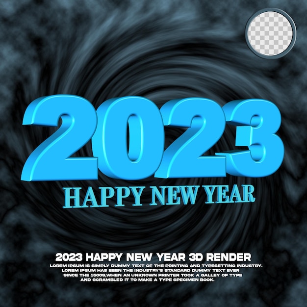 Rendering 3D felice anno nuovo del 2023 psd