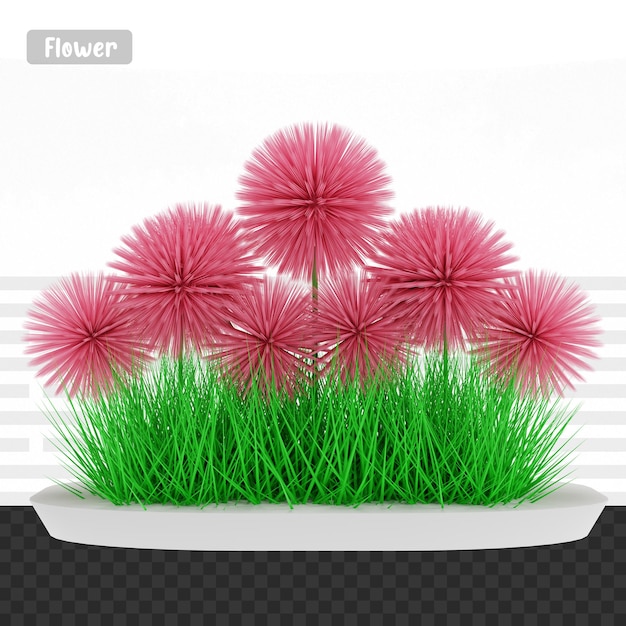Rendering 3D Fiore di erba verde