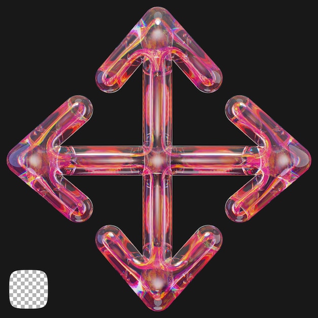 Rendering 3D à flèche de verre dispersée sur un fond transparent