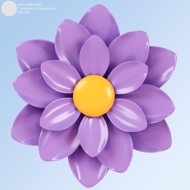 Rendering 3D Fleur violette isolée sur le fond