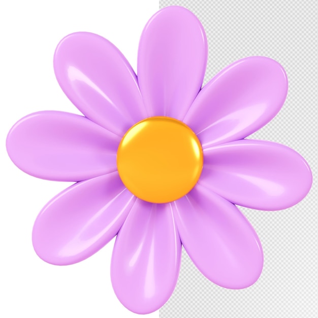 Rendering 3D Flor púrpura aislada en el fondo
