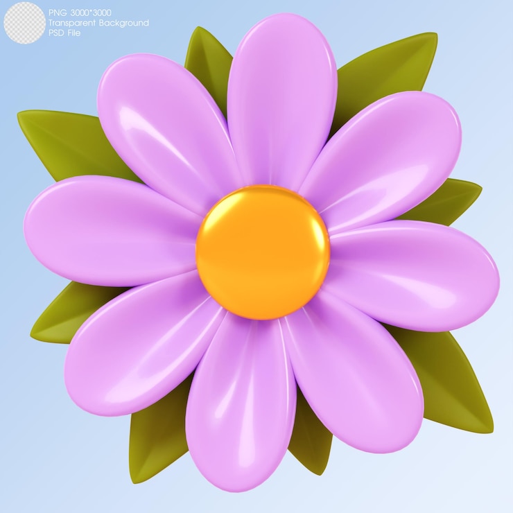 PSD rendering 3d flor púrpura aislada en el fondo