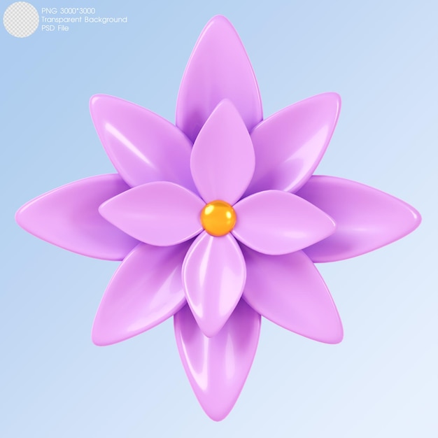 Rendering 3D Flor púrpura aislada en el fondo