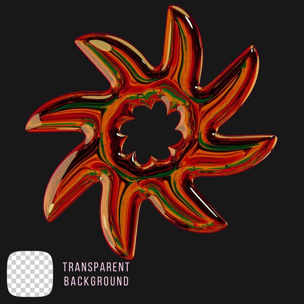 Rendering en 3D de la forma abstracta de la estrella metálica y2k