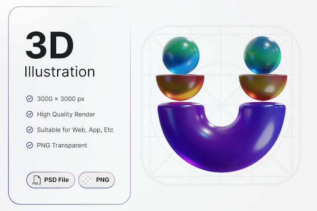 Rendering 3D Forma astratta Rotondo Semicerchio Vetro Gradiente Concetto Design moderno