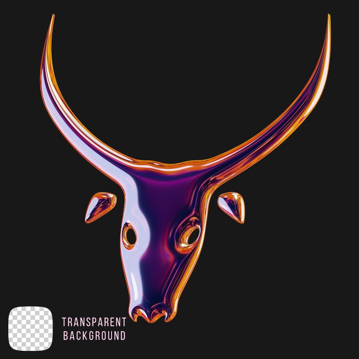 PSD rendering 3d en forma de cabeza de toro metálico en psd