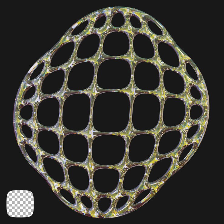 PSD rendering 3d de la forma de vidrio abstracta del y2k en un fondo transparente