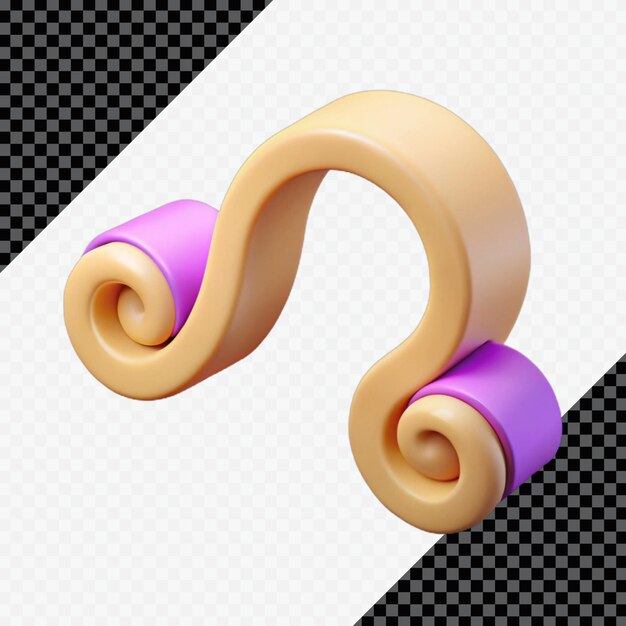 Rendering 3D d'une forme abstraite jaune et violette
