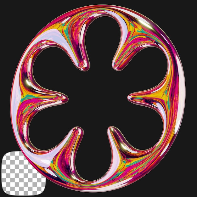 Rendering 3D de la forme abstraite Y2K sur un fond transparent