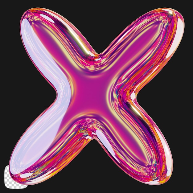 Rendering 3D de forme métallique y2k sur fond transparent