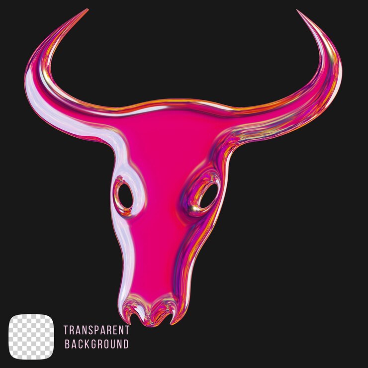 PSD rendering 3d en forme de tête de taureau métallique