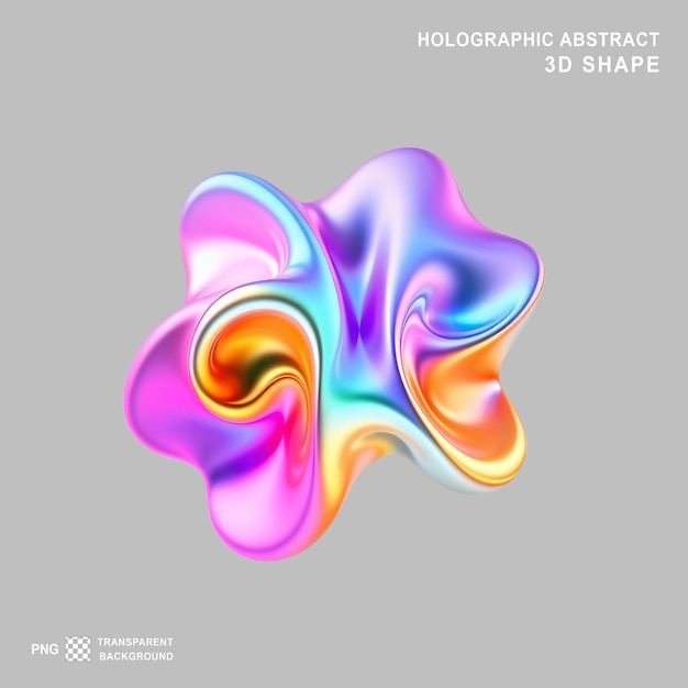 Rendering 3D d'une forme tordue fluide abstraite colorée sur un fond transparent