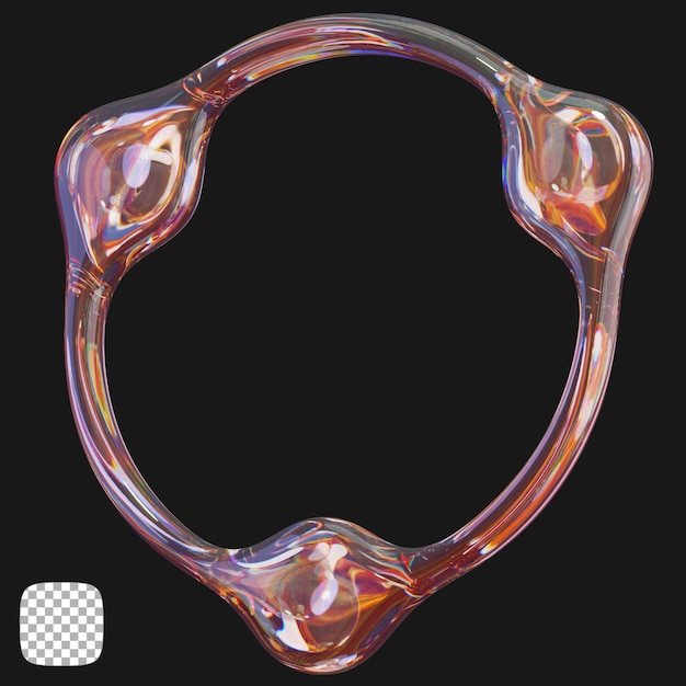 Rendering 3D de forme de verre abstraite Y2K sur un fond transparent