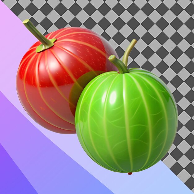 Rendering 3D de fruits rouges et verts