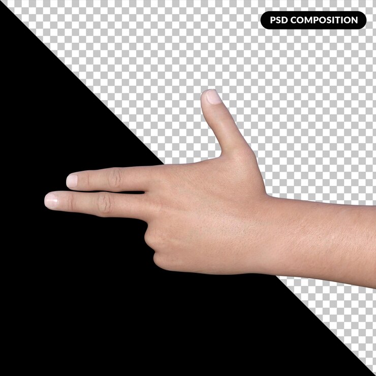 PSD rendering 3d gestur tangan terisolasi psd premium