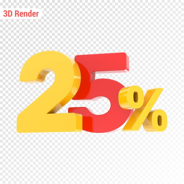 Rendering 3D giallo con percentuale rossa