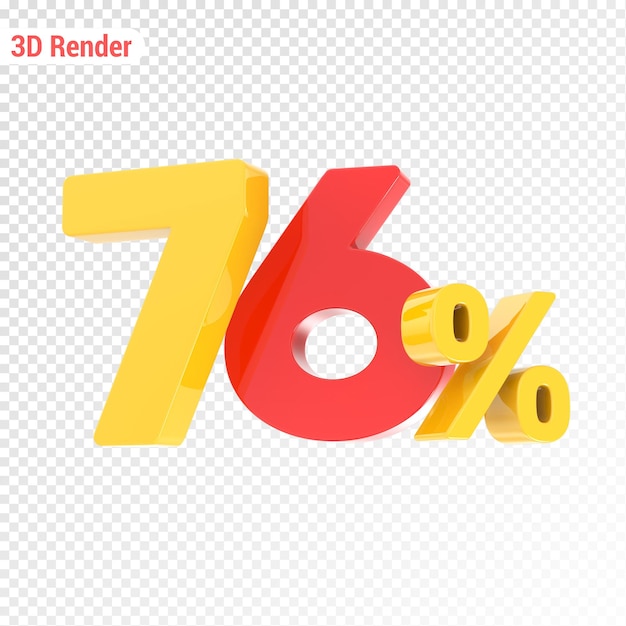 Rendering 3D giallo con percentuale rossa