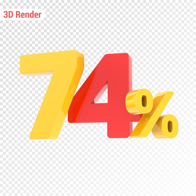 Rendering 3D giallo con percentuale rossa