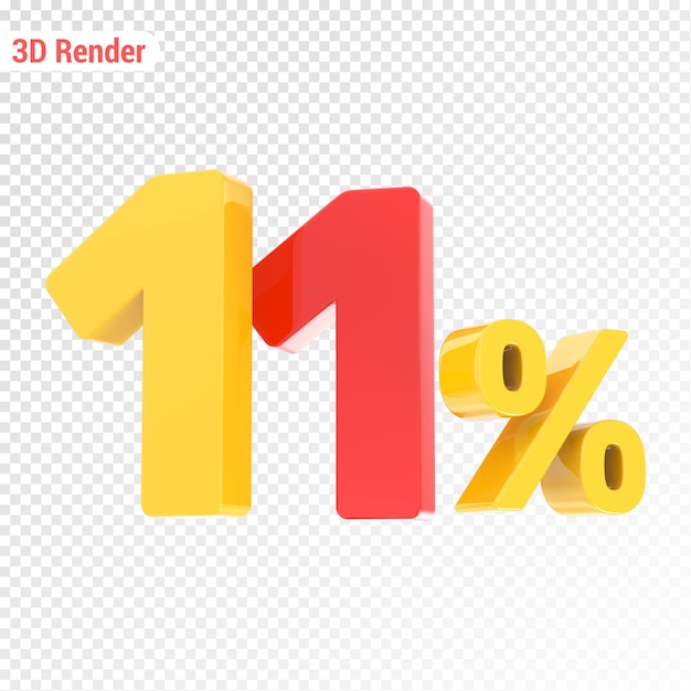 Rendering 3D giallo con percentuale rossa