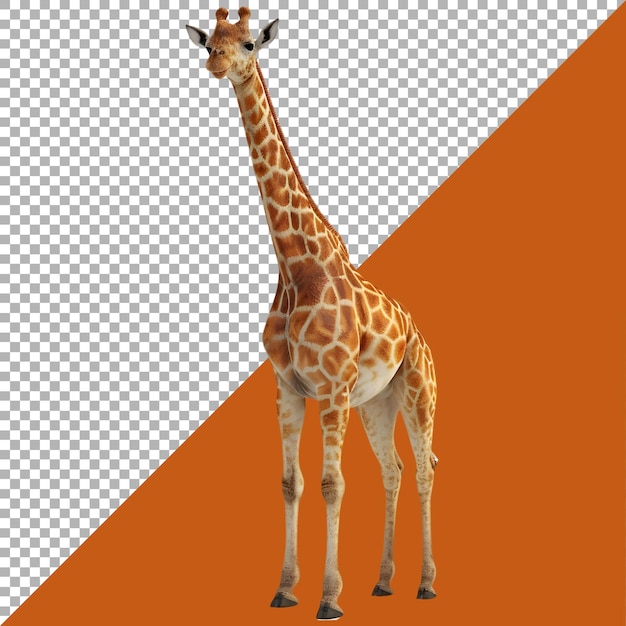 PSD rendering 3d d'une girafe debout sur un fond transparent généré par ai