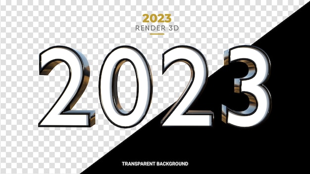 Rendering 3d glänzend dunkel 2023 neujahrszahl in hoher qualität