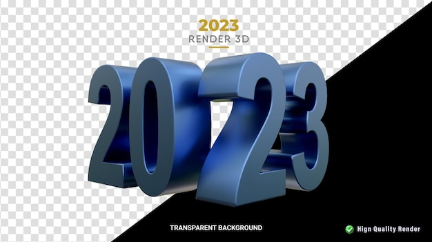 PSD rendering 3d glossy blue texture 2023 neujahrsnummer in hoher qualität