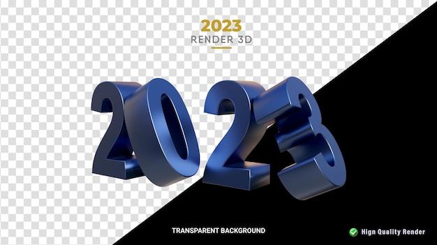 Rendering 3D Glossy Blue Texture 2023 Numero di Capodanno di alta qualità